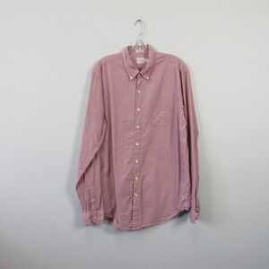 J. Crew Secret Wash Classic Button Down Shirt Men L T Red Pinstripe LS 240